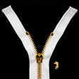 Mood Exclusive Italian White and Gold T8 Open End Metal Zipper - 27.5"