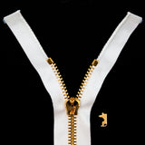 Mood Exclusive Italian White and Gold T8 Open End Metal Zipper - 27.5"