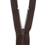 Mood Exclusive Italian Brown and Gunmetal T3 Closed End Metal Zipper - 9"