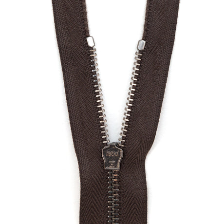 Mood Exclusive Italian Brown and Gunmetal T3 Closed End Metal Zipper - 9"