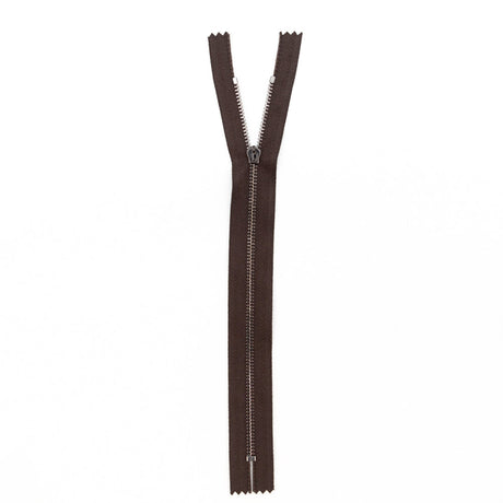 Mood Exclusive Italian Brown and Gunmetal T3 Closed End Metal Zipper - 9"