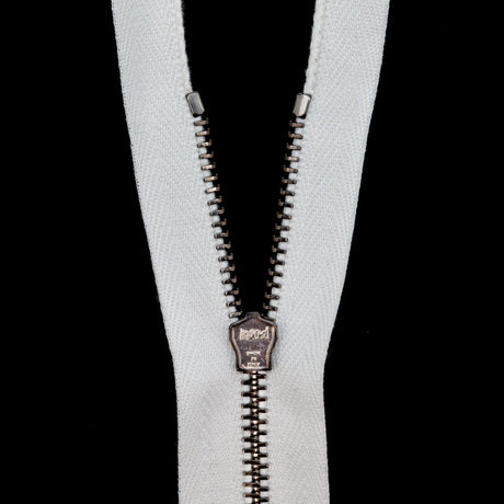 Mood Exclusive Italian Off-White and Gunmetal T3 Closed End Metal Zipper - 9"