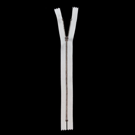 Mood Exclusive Italian Off-White and Gunmetal T3 Closed End Metal Zipper - 9"