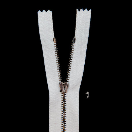 Mood Exclusive Italian Off-White and Gunmetal T3 Closed End Metal Zipper - 9"