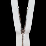 Mood Exclusive Italian White and Gunmetal T3 Closed End Metal Zipper - 9"