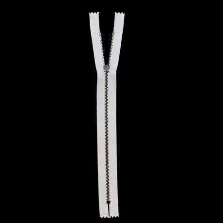 Mood Exclusive Italian White and Gunmetal T3 Closed End Metal Zipper - 9"