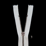 Mood Exclusive Italian White and Gunmetal T3 Closed End Metal Zipper - 9"