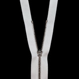 Mood Exclusive Italian White and Gunmetal T3 Open End Metal Zipper - 27.5"