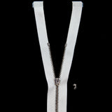 Mood Exclusive Italian White and Gunmetal T3 Open End Metal Zipper - 27.5"