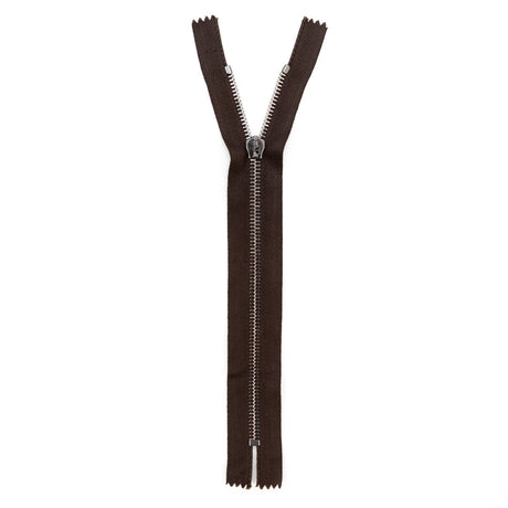 Mood Exclusive Italian Brown and Gunmetal T5 Closed End Metal Zipper - 9"