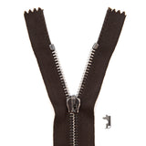 Mood Exclusive Italian Brown and Gunmetal T5 Closed End Metal Zipper - 9"