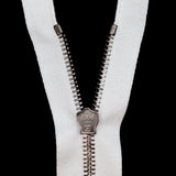 Mood Exclusive Italian Off-White and Gunmetal T5 Closed End Metal Zipper - 9"