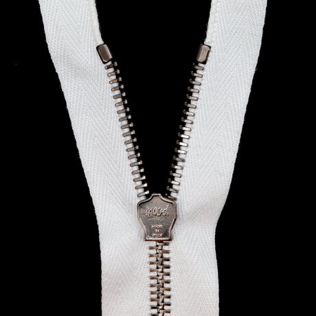 Mood Exclusive Italian Off-White and Gunmetal T5 Closed End Metal Zipper - 9"