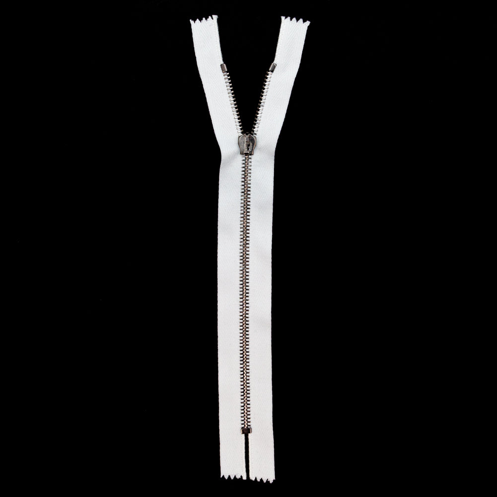 Mood Exclusive Italian Off-White and Gunmetal T5 Closed End Metal Zipper - 9"