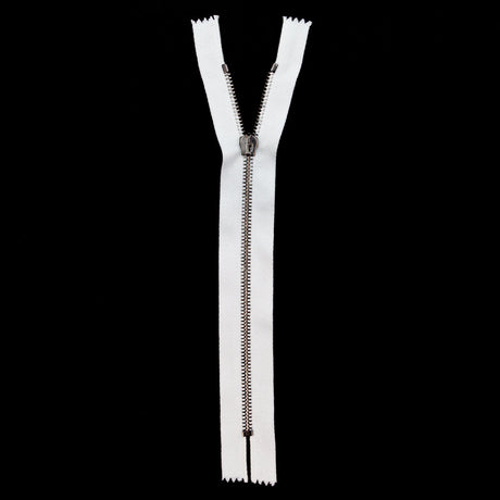 Mood Exclusive Italian Off-White and Gunmetal T5 Closed End Metal Zipper - 9"