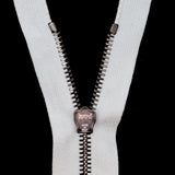 Mood Exclusive Italian White and Gunmetal T5 Closed End Metal Zipper - 9"