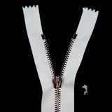 Mood Exclusive Italian White and Gunmetal T5 Closed End Metal Zipper - 9"