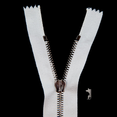 Mood Exclusive Italian White and Gunmetal T5 Closed End Metal Zipper - 9"