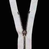 Mood Exclusive Italian Off-White and Gunmetal T5 Open End Metal Zipper - 27.5"