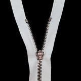 Mood Exclusive Italian White and Gunmetal T5 Open End Metal Zipper - 27.5"