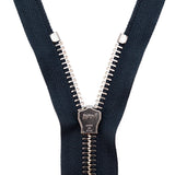 Mood Exclusive Italian Navy and Gunmetal T8 Closed End Metal Zipper - 9"
