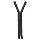 Mood Exclusive Italian Navy and Gunmetal T8 Closed End Metal Zipper - 9"