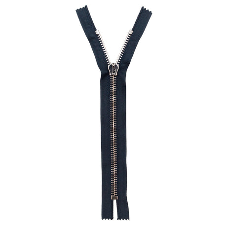 Mood Exclusive Italian Navy and Gunmetal T8 Closed End Metal Zipper - 9"