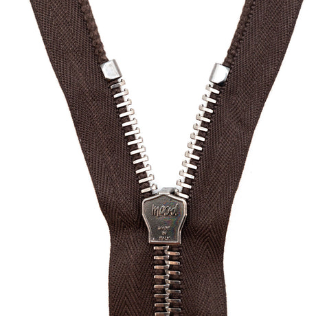 Mood Exclusive Italian Brown and Gunmetal T8 Closed End Metal Zipper - 9"