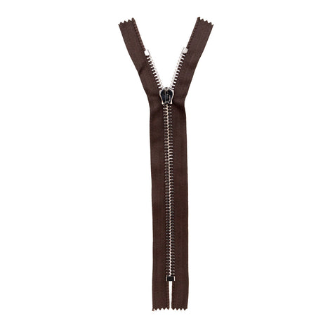 Mood Exclusive Italian Brown and Gunmetal T8 Closed End Metal Zipper - 9"