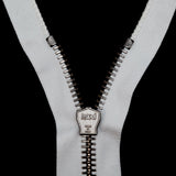 Mood Exclusive Italian Off-White and Gunmetal T8 Closed End Metal Zipper - 9"