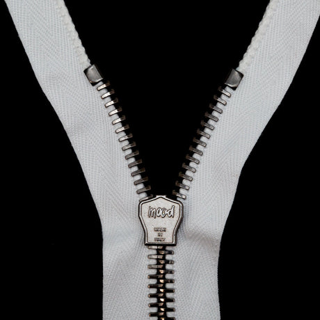 Mood Exclusive Italian Off-White and Gunmetal T8 Closed End Metal Zipper - 9"