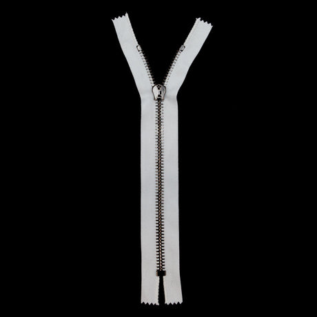 Mood Exclusive Italian Off-White and Gunmetal T8 Closed End Metal Zipper - 9"