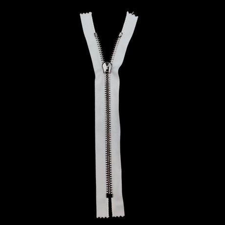 Mood Exclusive Italian White and Gunmetal T8 Closed End Metal Zipper - 9"