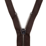 Mood Exclusive Italian Brown and Gunmetal T8 Open End Metal Zipper - 27.5"