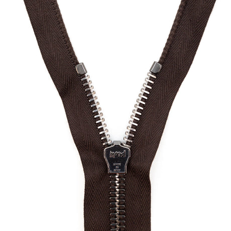 Mood Exclusive Italian Brown and Gunmetal T8 Open End Metal Zipper - 27.5"