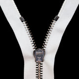 Mood Exclusive Italian Off-White and Gunmetal T8 Open End Metal Zipper - 27.5"