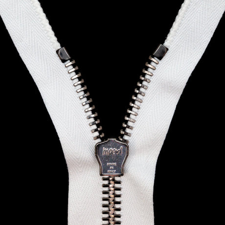 Mood Exclusive Italian Off-White and Gunmetal T8 Open End Metal Zipper - 27.5"