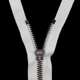 Mood Exclusive Italian White and Gunmetal T8 Open End Metal Zipper - 27.5"