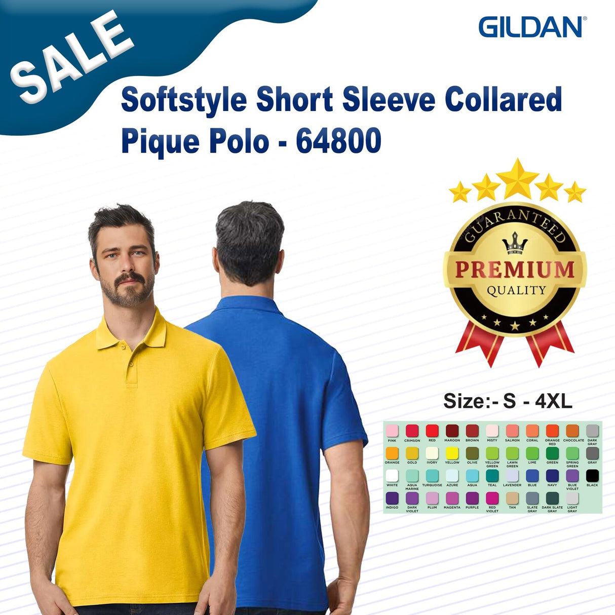 Gildan® Softstyle Short Sleeve Collared Pique Polo T-Shirt