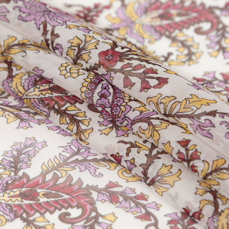 Elderberry, Solar Yellow and Sugar Swizzle Paisley Silk Chiffon