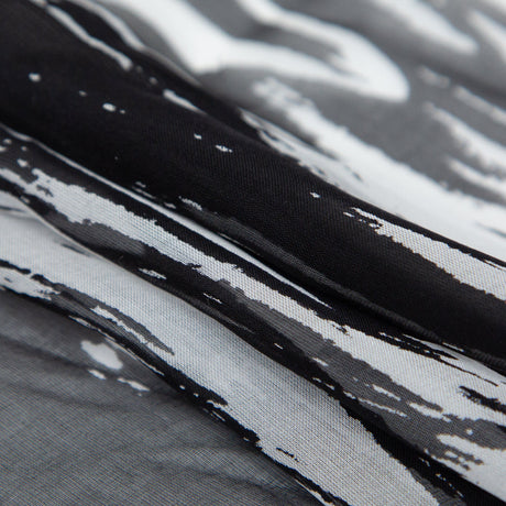 Black and White Abstract Silk Chiffon