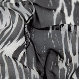 Black and White Abstract Silk Chiffon