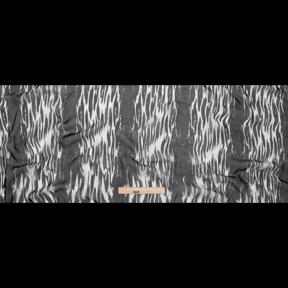 Black and White Abstract Silk Chiffon