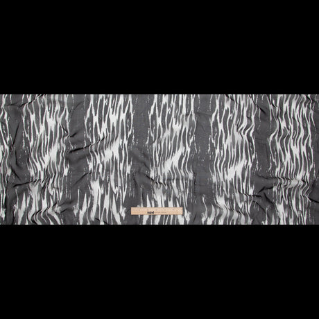 Black and White Abstract Silk Chiffon