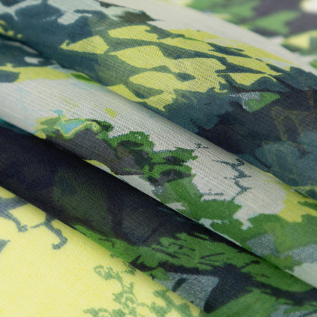 Green and Blue Reptilian Silk Chiffon