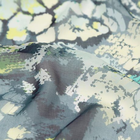 Green and Blue Reptilian Silk Chiffon