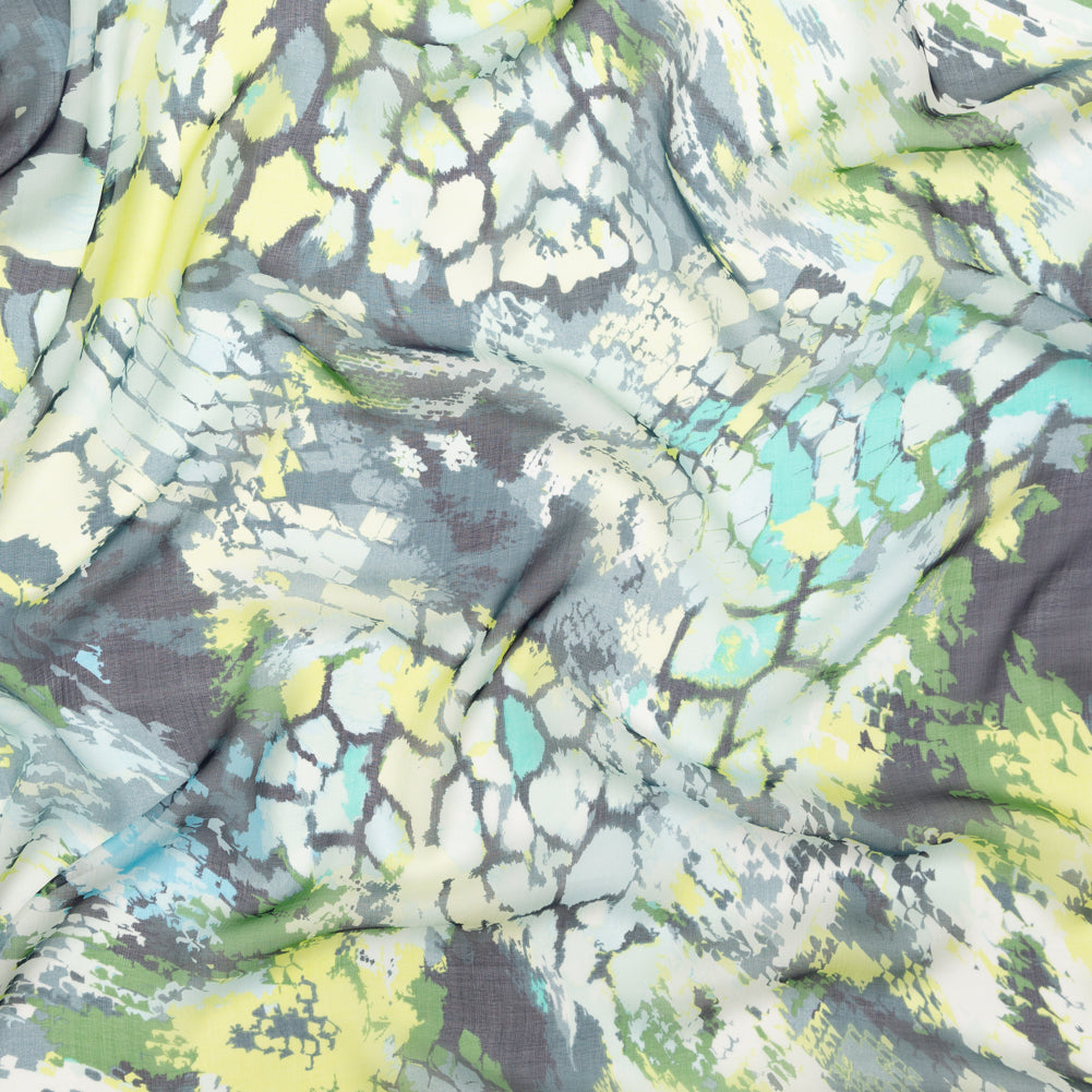 Green and Blue Reptilian Silk Chiffon