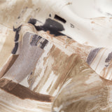 Crockery and Dark Navy Abstract Satin-Faced Silk Chiffon