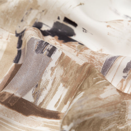 Crockery and Dark Navy Abstract Satin-Faced Silk Chiffon