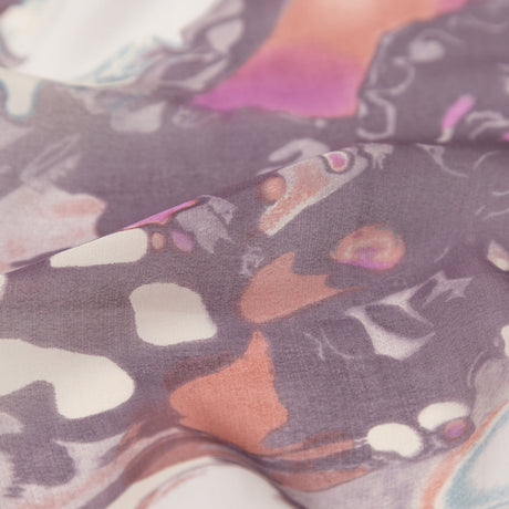 Antique Purple and Rust Abstract Silk Chiffon